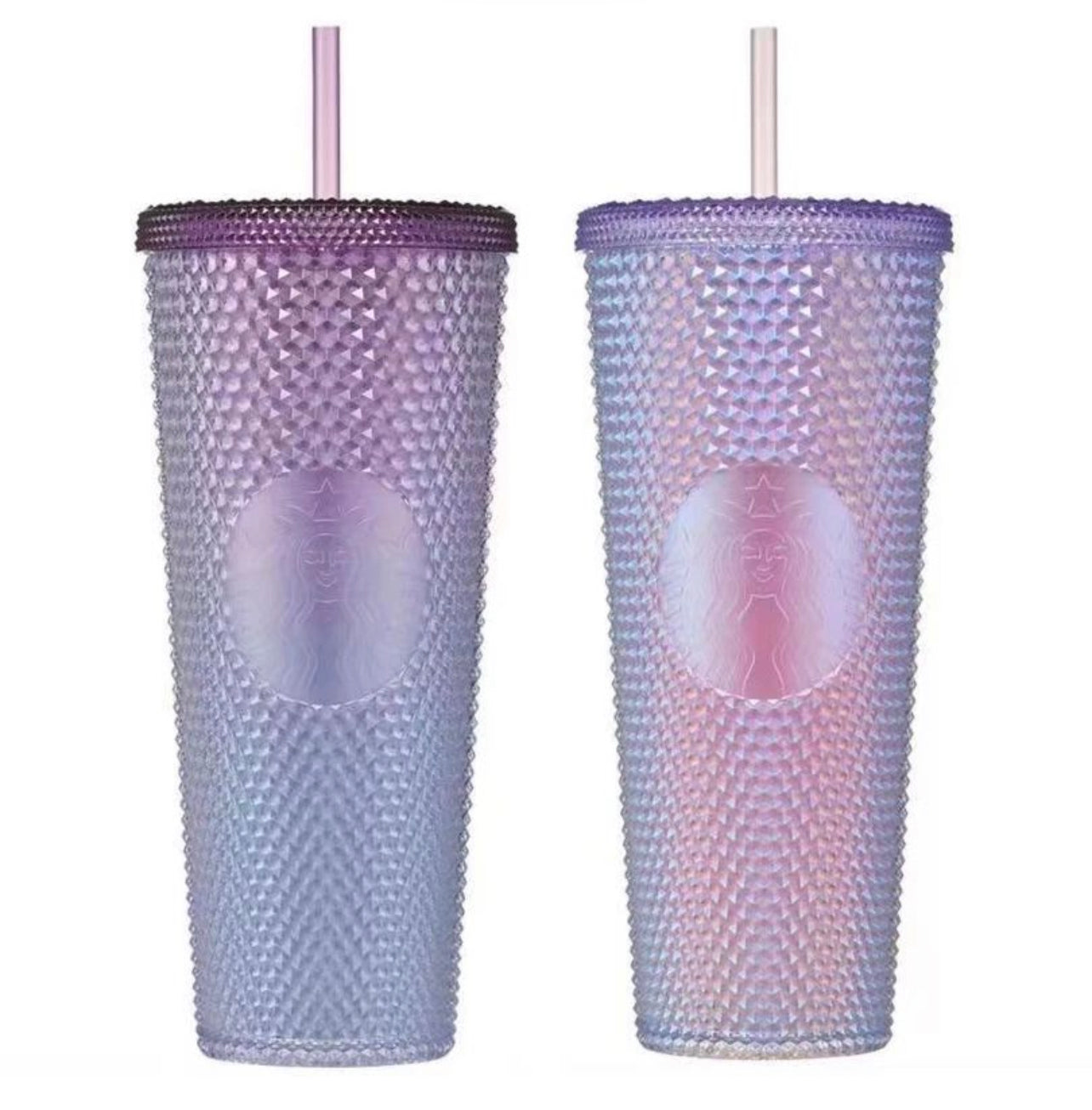 Iridescent Glitter Purple Venti Studded Tumbler