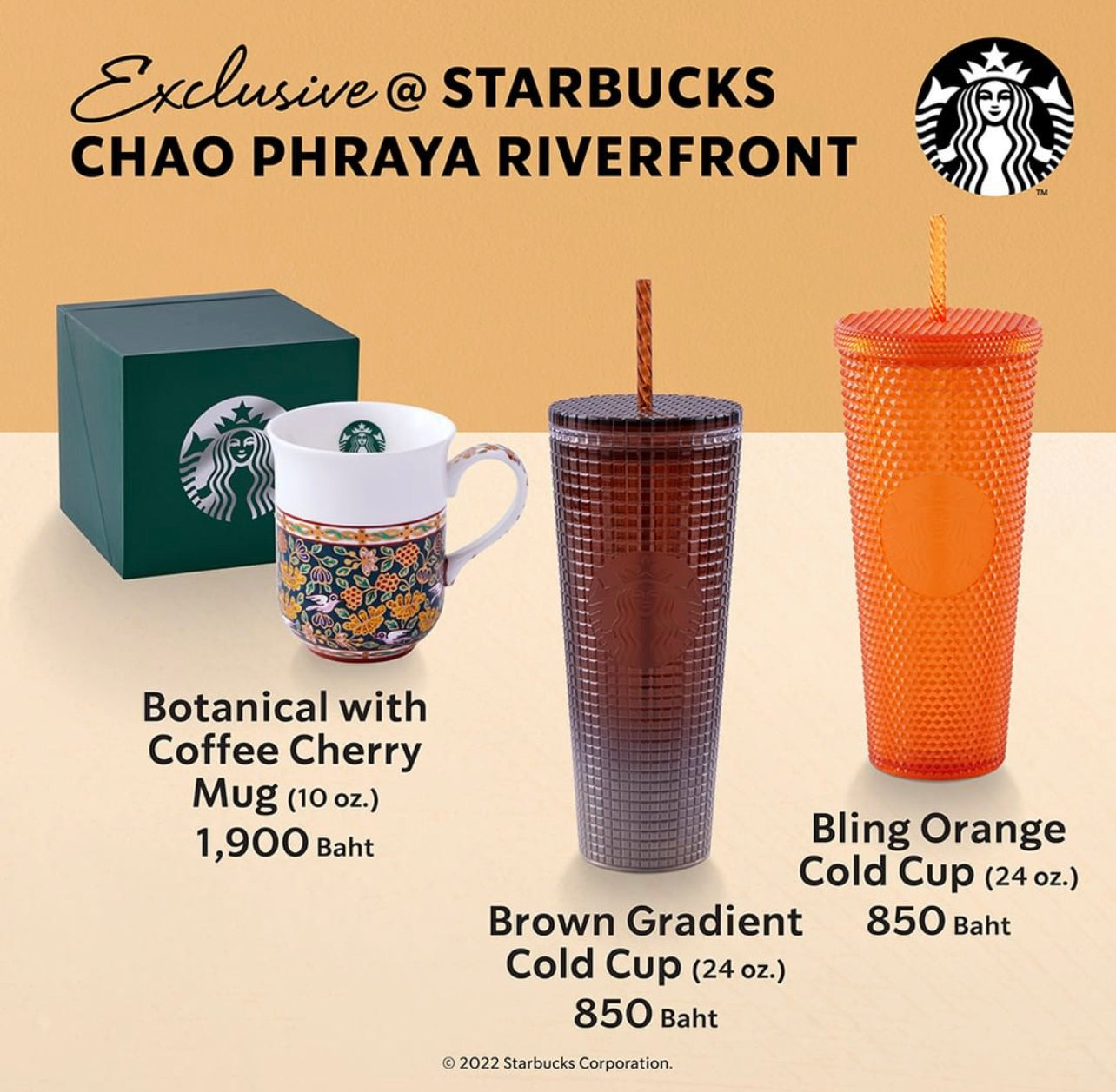 Starbucks Chao Phraya Riverfront Exclusives Orange Bling Venti Studded
