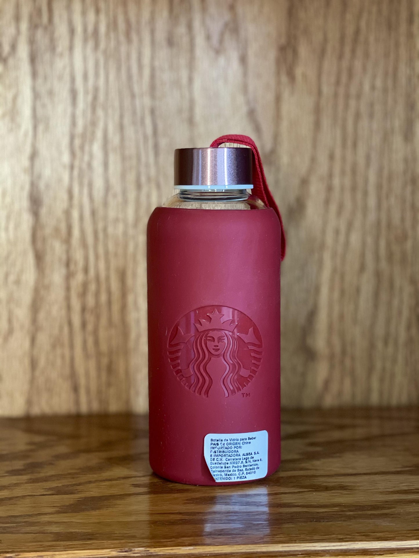 Red Glass Water Bottle Silicone Wrap - Mexico
