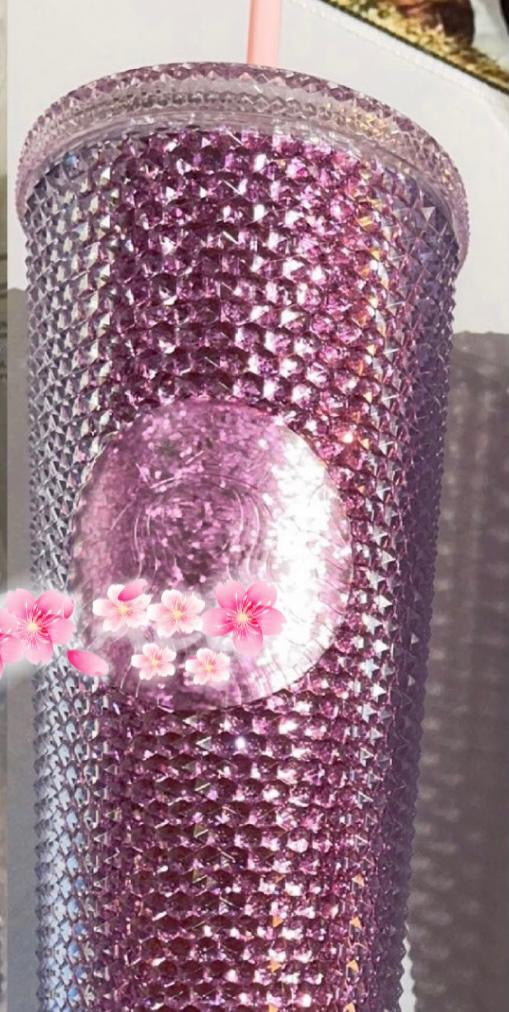 Iridescent Glitter Purple Venti Studded Tumbler