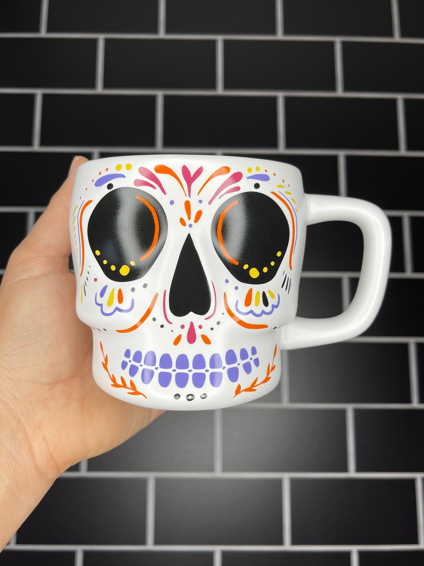 Glow in the Dark + Grey Studded + Sugar Skull Day of the Dead Mug - Mexico